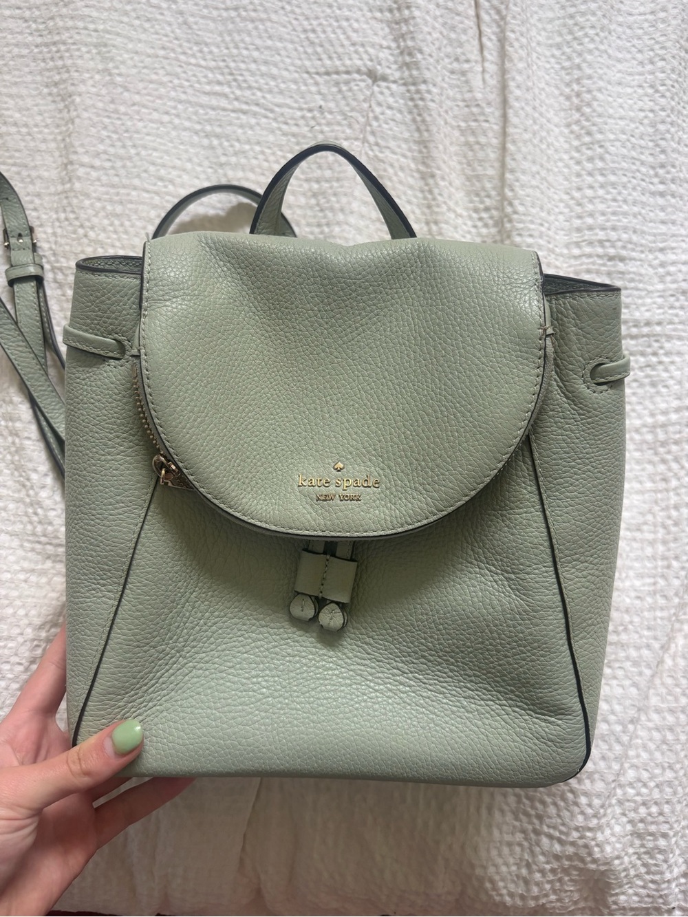 kate spade Pebbled Mint Green Leather Backpack